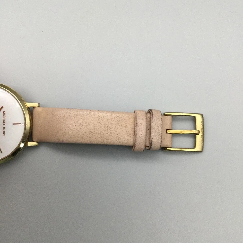 Michael Kors Womens Watch 38mm White Dial Gold Tone Beige Leather MK-7102 - Picture 10 of 15